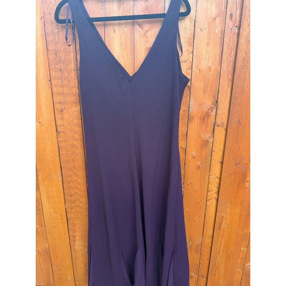 S.L. Fashions Womens 16W Purple V-Neck Pleated Godet Hem Midi Cocktail Dress
